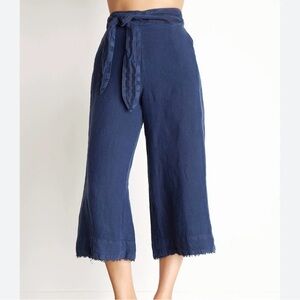BELLA DAHL - Belted High Waisted Crop Pant in Blue